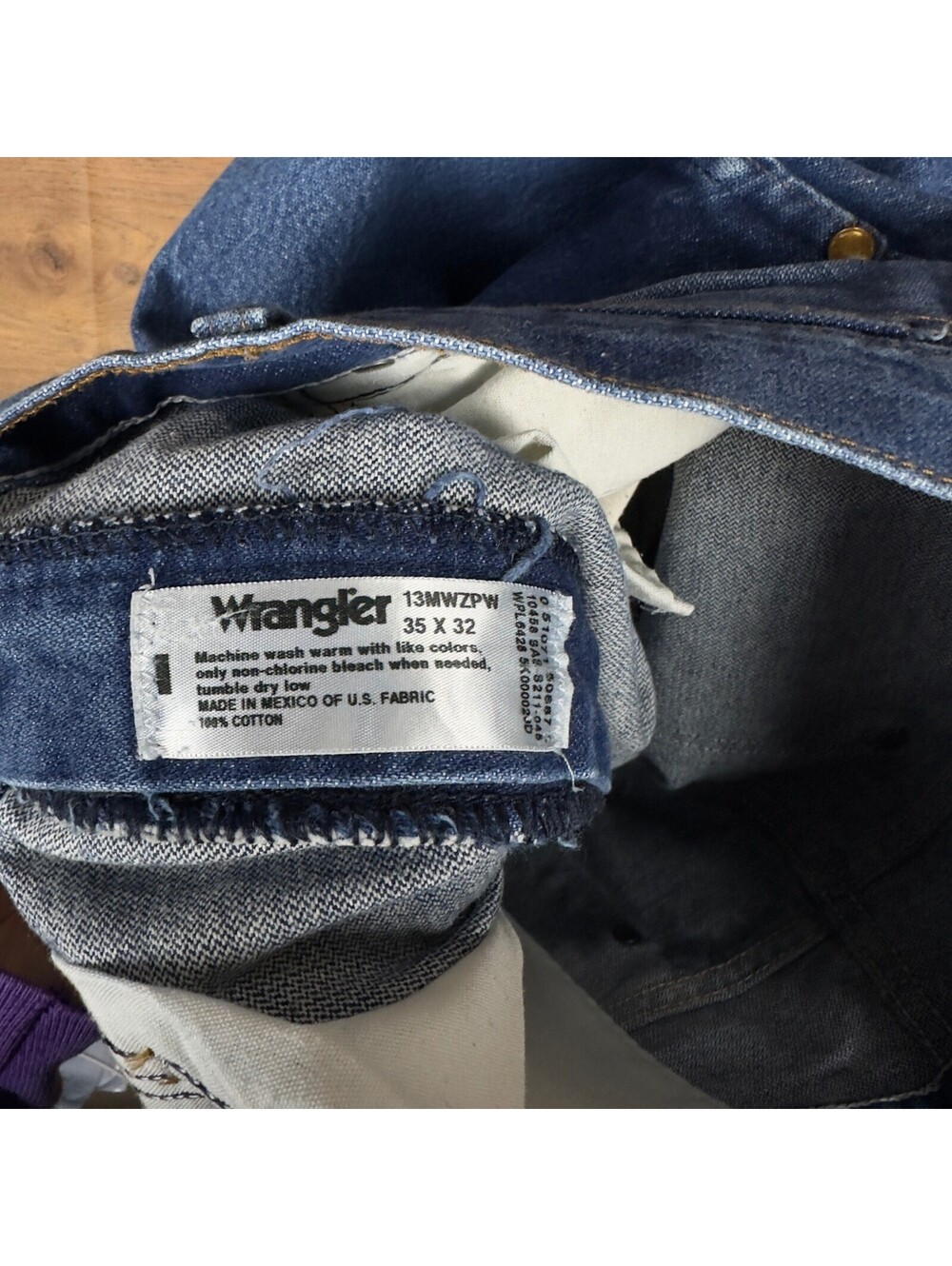 Wrangler Cowboy Cut Mens Jeans 35x32 Indigo Original Fit - Picture 4 of 7